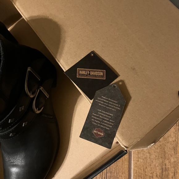 🦅HARLEY DAVIDSON ABNEY BOOTS, 🥾BLACK WITH SILVER STUDS, WATERPROOF - Picture 8 of 16